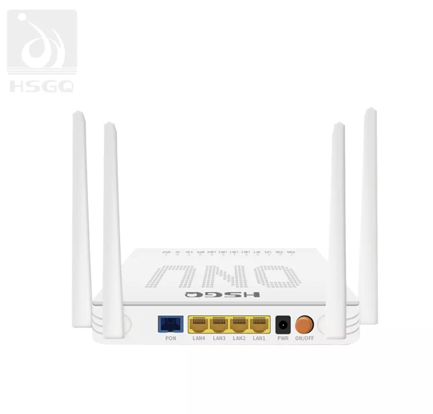 HSGQ-X400DW Xpon ONU 4GE+dual band 2.4G/5G Wifi5 SCUPC, with UK standard power supply